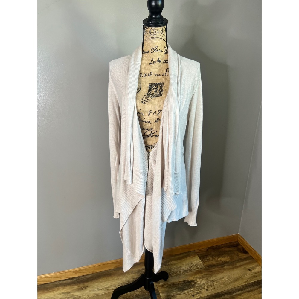 Calvin Klein Jeans Oatmeal Heather Draped Open Front Waterfall Cardigan Small